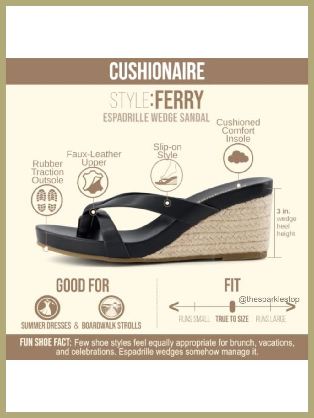 Cushionaire Women's Espadrille Wedge Sandals, Thong Platform Flip Flops with - Picture 3 of 6